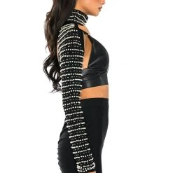 STELLA BEADED ULTRA CROP TURTLENECK LAYERING TOP 13 STELLA BEADED ULTRA CROP TURTLENECK LAYERING TOP -helmut shop stella beaded ultra crop turtleneck layering top black 5 5