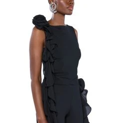 STELLA FLOUNCED SLEEVELESS TOP IN BLACK -helmut shop stella flounced sleeveless top black 4 4