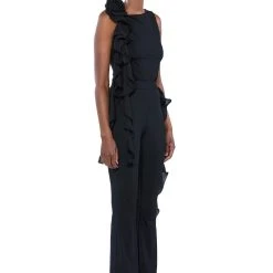 STELLA FLOUNCED SLEEVELESS TOP IN BLACK -helmut shop stella flounced sleeveless top black 6 6