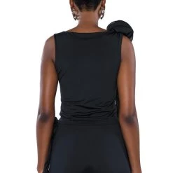 STELLA FLOUNCED SLEEVELESS TOP IN BLACK -helmut shop stella flounced sleeveless top black 8 8