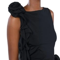 STELLA FLOUNCED SLEEVELESS TOP IN BLACK -helmut shop stella flounced sleeveless top black 9 9