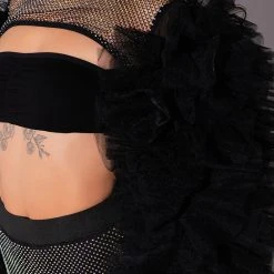 STEVIE RHINESTONE MESH TULLE LONG SLEEVE BLOUSE -helmut shop stevie rhinestone mesh tulle long sleeve blouse black 8 8