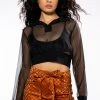 STRIKE OUT SHEER MESH CROP POLO TOP