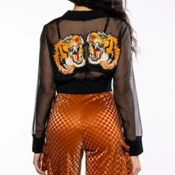 STRIKE OUT SHEER MESH CROP POLO TOP -helmut shop strike out sheer mesh polo top black 7 7