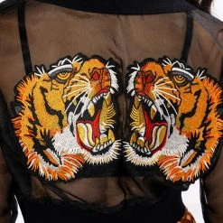 STRIKE OUT SHEER MESH CROP POLO TOP -helmut shop strike out sheer mesh polo top black 8 8