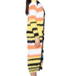 STRIPED FUZZY CARDIGAN -helmut shop striped fuzzy cardigan yellow multi 4 4 c1