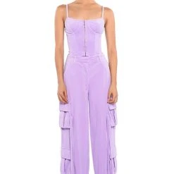 STYLIST VELVET CORSET TOP -helmut shop stylist velvet corset top light purple 3 3