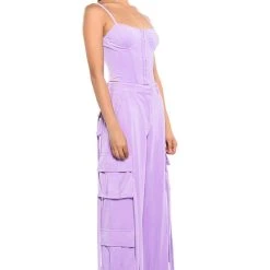 STYLIST VELVET CORSET TOP -helmut shop stylist velvet corset top light purple 4 4