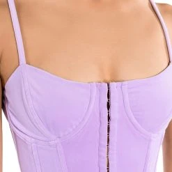 STYLIST VELVET CORSET TOP -helmut shop stylist velvet corset top light purple 7 7