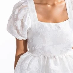 SUGAR SQUARE NECK SHORT SLEEVE PEPLUM BLOUSE -helmut shop sugar square neck short sleeve peplum blouse white 6 6