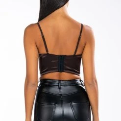 SULTRY LONGLINE BRALETTE TOP -helmut shop sultry longline bralette top black brown 5 5