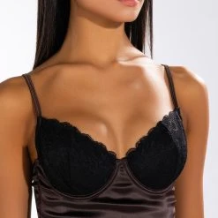 SULTRY LONGLINE BRALETTE TOP -helmut shop sultry longline bralette top black brown 6 6