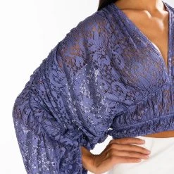 SUMMER DREAMS LACE LONG SLEEVE TOP -helmut shop summer dreams lace long sleeve top purple 6 6