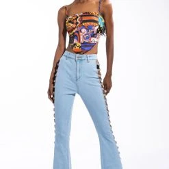 SUMMER LOVE SCARF TIE BACK BLOUSE -helmut shop summer love scarf tie back blouse black multi 2 2