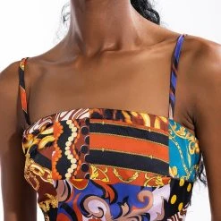 SUMMER LOVE SCARF TIE BACK BLOUSE -helmut shop summer love scarf tie back blouse black multi 6 6