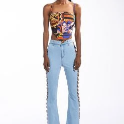 SUMMER LOVE SCARF TIE BACK BLOUSE -helmut shop summer love scarf tie back blouse black multi 7 7