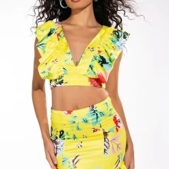 SUMMERTIME FINE SLEEVELESS VNECK BLOUSE -helmut shop summertime fine sleeveless vneck blouse yellow multi 3 3