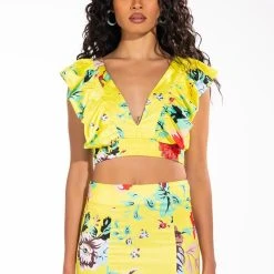 SUMMERTIME FINE SLEEVELESS VNECK BLOUSE -helmut shop summertime fine sleeveless vneck blouse yellow multi 6 6