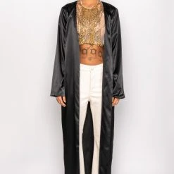 SUMPTUOUS SATIN DUSTER WITH EMBROIDERED DRAGON -helmut shop sumptuous satin duster with embroidered dragon black multi 3 3