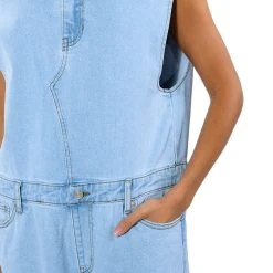 SUNDAY STROLLIN DENIM JUMPSUIT -helmut shop sunday strollin denim jumpsuit light blue 5 5