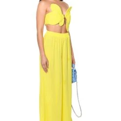 SUNSHINE BABY STRAPLESS CROP TOP -helmut shop sunshine baby strapless crop top yellow 4 4