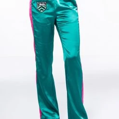 SUPERSONIC SATIN WIDE LEG JOGGER -helmut shop supersonic satin wide leg jogger green multi 3 3