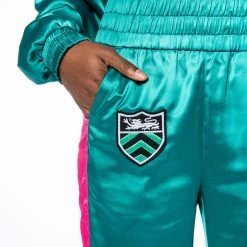 SUPERSONIC SATIN WIDE LEG JOGGER -helmut shop supersonic satin wide leg jogger green multi 7 7