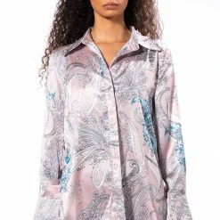 SURE THING BUTTON UP BLOUSE -helmut shop sure thing button up blouse pink multi 4 4