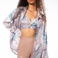 SURE THING TWISTED FRONT BRALETTE -helmut shop sure thing twisted front bralette pink multi 2 2