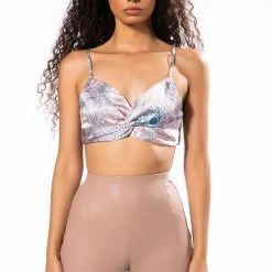 SURE THING TWISTED FRONT BRALETTE -helmut shop sure thing twisted front bralette pink multi 4 4