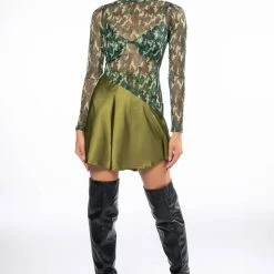 SURVIVOR MESH CAMO BRA AND LONG SLEEVE TOP SET -helmut shop survivor mesh camo bra and long sleeve top set green multi 10 10