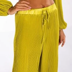 SWEET APPLE PLISSE PALAZZO PANT -helmut shop sweet apple plisse palazzo pant light green 6 6