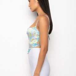 SWEET ESCAPE SATIN BUSTIER TANK -helmut shop sweet escape satin bustier tank multi 11 11