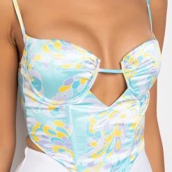 SWEET ESCAPE SATIN BUSTIER TANK -helmut shop sweet escape satin bustier tank multi 13 13