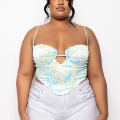 SWEET ESCAPE SATIN BUSTIER TANK -helmut shop sweet escape satin bustier tank multi 3 3