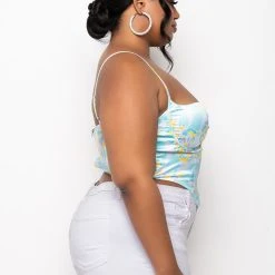 SWEET ESCAPE SATIN BUSTIER TANK -helmut shop sweet escape satin bustier tank multi 4 4