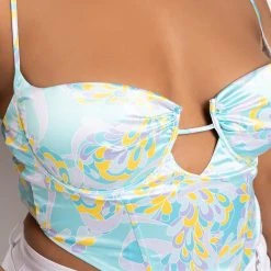 SWEET ESCAPE SATIN BUSTIER TANK -helmut shop sweet escape satin bustier tank multi 6 6