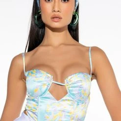 SWEET ESCAPE SATIN BUSTIER TANK -helmut shop sweet escape satin bustier tank multi 8 8