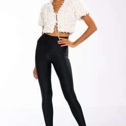 SWEET PARADISE SHORT SLEEVE TIE FRONT TOP -helmut shop sweet paradise short sleeve tie front top white 3 3