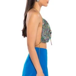 SWEET THANG EMBELLISHED CROP TOP -helmut shop sweet thang embellished crop top multi 6 6