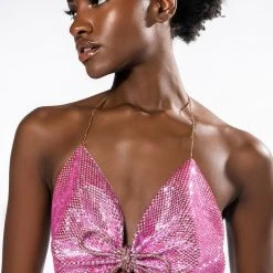 SWEET THANG SLEEVELESS EMBELLISHED CROP TOP IN PINK -helmut shop sweet thang sleeveless embellished crop top in pink pink 2 2