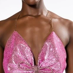 SWEET THANG SLEEVELESS EMBELLISHED CROP TOP IN PINK -helmut shop sweet thang sleeveless embellished crop top in pink pink 9 9