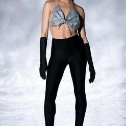 SWEET THANG SLEEVELESS EMBELLISHED CROP TOP -helmut shop sweet thang sleeveless embellished crop top in silver silver 2 2 c1