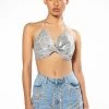 SWEET THANG SLEEVELESS EMBELLISHED CROP TOP -helmut shop sweet thang sleeveless embellished crop top in silver silver 3 3