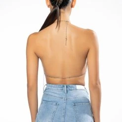 SWEET THANG SLEEVELESS EMBELLISHED CROP TOP -helmut shop sweet thang sleeveless embellished crop top in silver silver 5 5