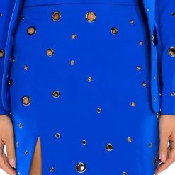 TAKE A BOW MINI SKIRT WITH SLIT -helmut shop take a bow mini skirt with slit royal blue 2 2