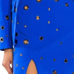 TAKE A BOW MINI SKIRT WITH SLIT -helmut shop take a bow mini skirt with slit royal blue 9 9