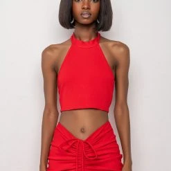 TAKE IT TO THE LIMIT RIBBED TIE TOP -helmut shop take it to the limit ribbed tie top red 3 3