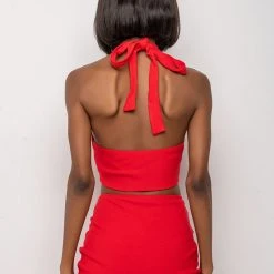 TAKE IT TO THE LIMIT RIBBED TIE TOP -helmut shop take it to the limit ribbed tie top red 5 5