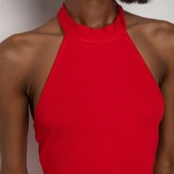 TAKE IT TO THE LIMIT RIBBED TIE TOP -helmut shop take it to the limit ribbed tie top red 6 6